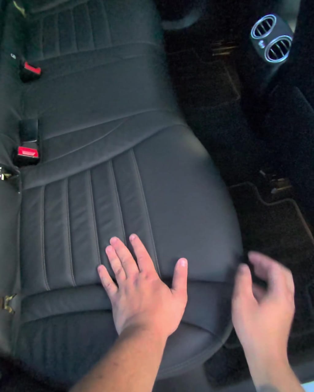 The same Mercedes GLC rear seat after a six-hour pet hair removal and interior deep clean