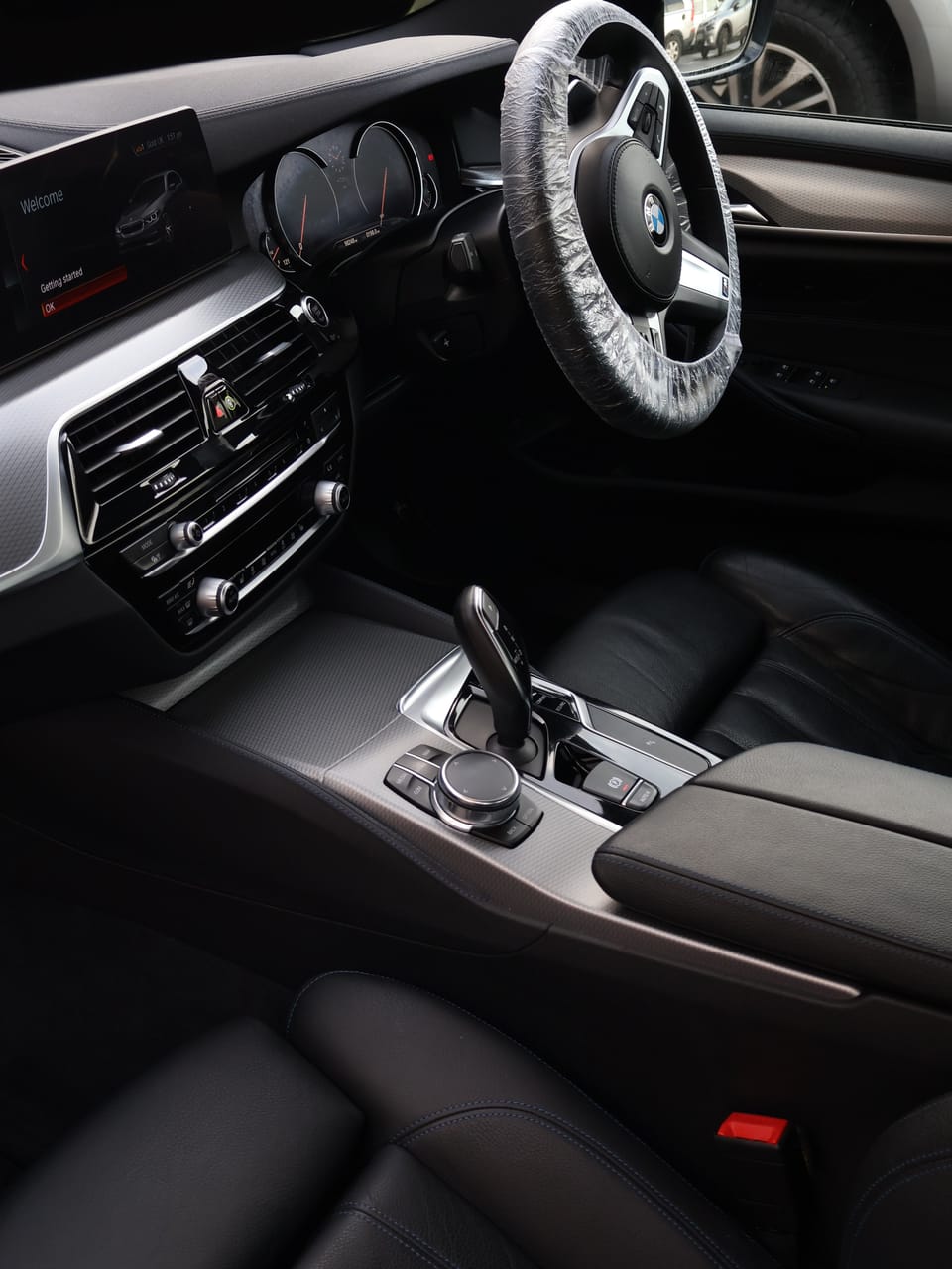 BMW 5 Series interior after hot water extraction and steam cleaning
