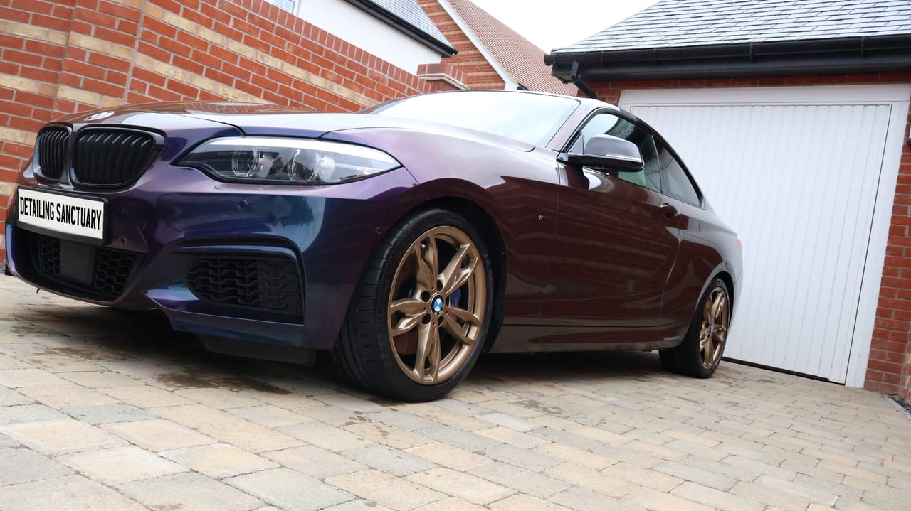 BMW M240i detailed on a driveway in Dudley