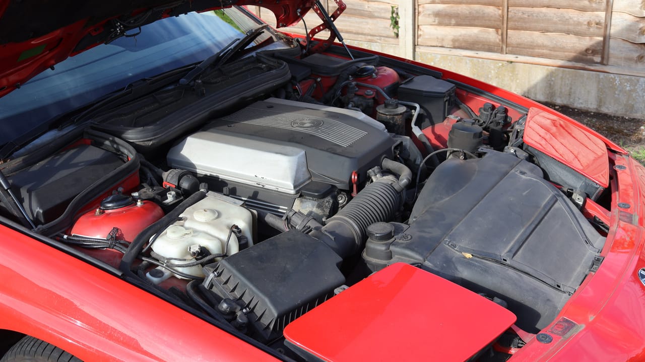 V8 engine bay after cleaning and dressing