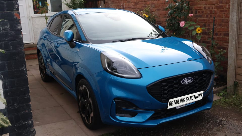 Blue Ford Puma ST after ceramic coating