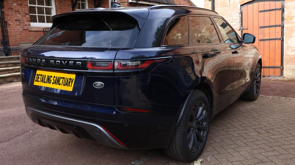 Black Range Rover Velar after a gloss enhancing machine polish