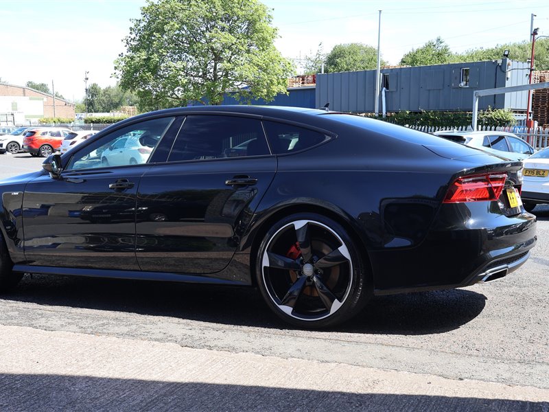 Black Audi A7 Sportback rear after a full detail
