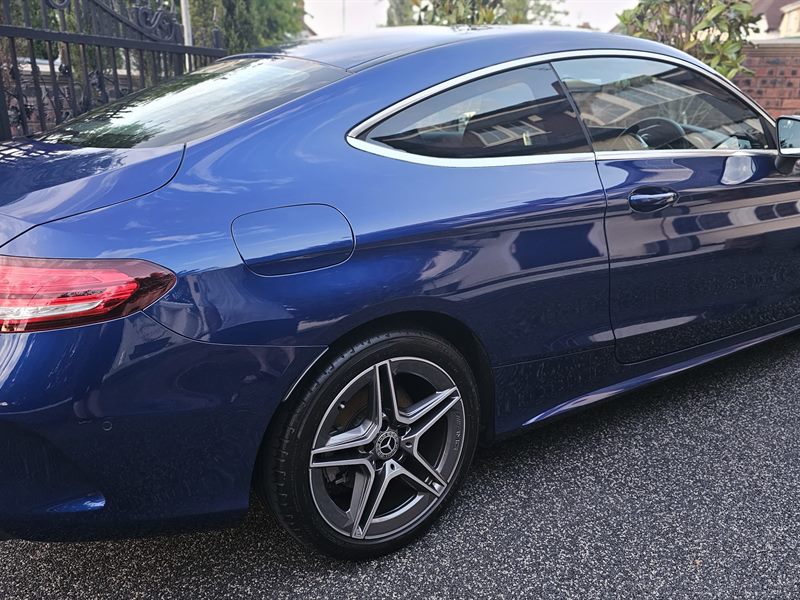Blue Mercedes C300 Coupe rear after ceramic sealant