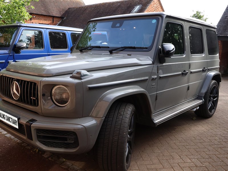 Silver Mercedes G-Wagon after a mobile detail