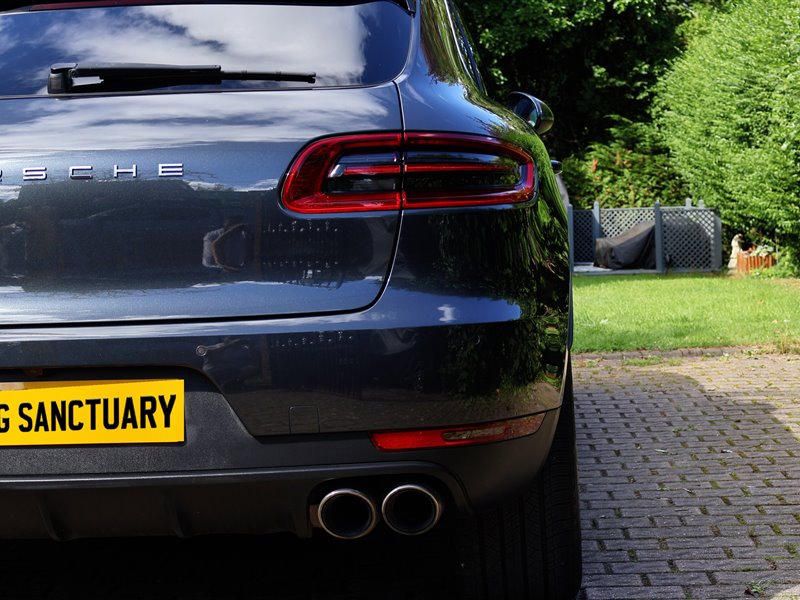 Porsche Macan rear quarter after a full detail
