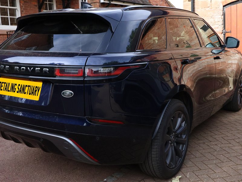 Black Range Rover Velar after machine polishing and paint correction